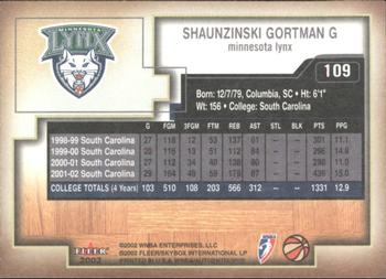 2002 Fleer Authentix WNBA #109 Shaunzinski Gortman Back