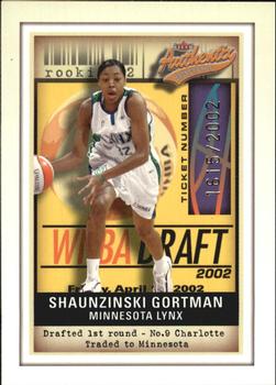 2002 Fleer Authentix WNBA #109 Shaunzinski Gortman Front