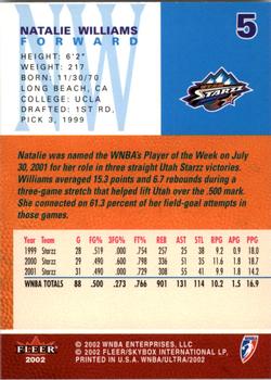 2002 Ultra WNBA #5 Natalie Williams Back