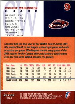 2002 Ultra WNBA #9 Coquese Washington Back