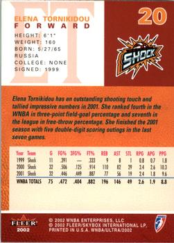 2002 Ultra WNBA #20 Elena Tornikidou Back