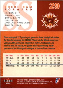 2002 Ultra WNBA #29 Sheri Sam Back