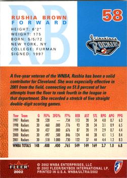 2002 Ultra WNBA #58 Rushia Brown Back