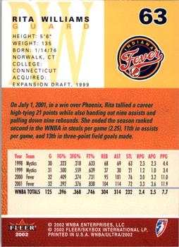 2002 Ultra WNBA #63 Rita Williams Back