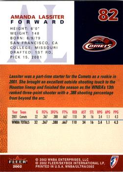 2002 Ultra WNBA #82 Amanda Lassiter Back
