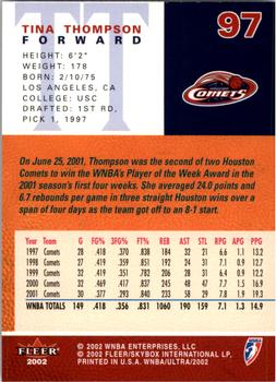 2002 Ultra WNBA #97 Tina Thompson Back
