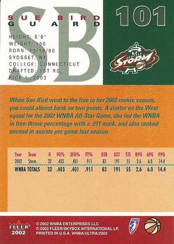 2002 Ultra WNBA #101 Sue Bird Back
