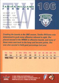 2002 Ultra WNBA #106 Tamika Williams Back