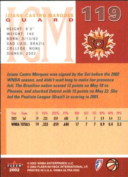 2002 Ultra WNBA #119 Iziane Castro Marques Back