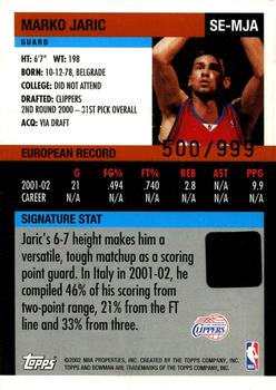 2002-03 Bowman Signature Edition #SE-MJA Marko Jaric Back