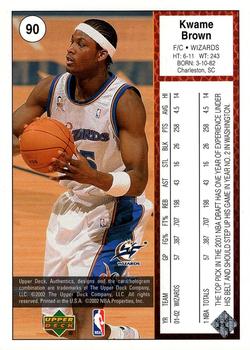 2002-03 UD Authentics #90 Kwame Brown Back