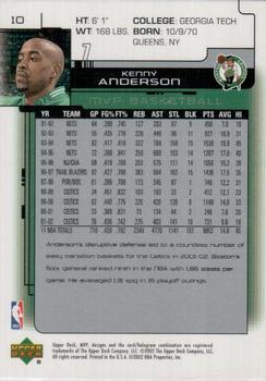 2002-03 Upper Deck MVP #10 Kenny Anderson Back