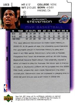 2002-03 Upper Deck MVP #183 DeShawn Stevenson Back