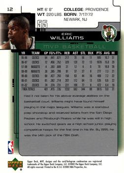 2002-03 Upper Deck MVP #12 Eric Williams Back