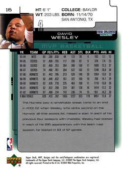2002-03 Upper Deck MVP #16 David Wesley Back