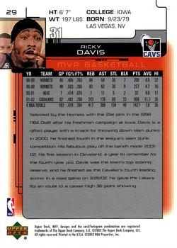 2002-03 Upper Deck MVP #29 Ricky Davis Back