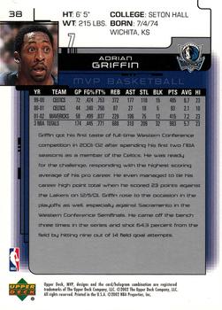 2002-03 Upper Deck MVP #38 Adrian Griffin Back