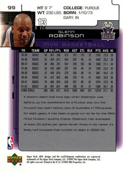 2002-03 Upper Deck MVP #99 Glenn Robinson Back