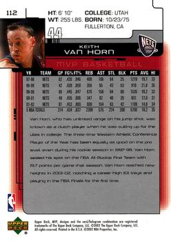 2002-03 Upper Deck MVP #112 Keith Van Horn Back