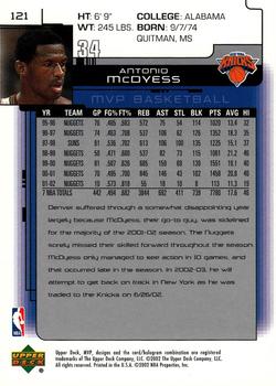 2002-03 Upper Deck MVP #121 Antonio McDyess Back