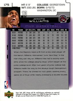 2002-03 Upper Deck MVP #175 Jerome Williams Back