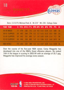 2003-04 Flair Final Edition #18 Corey Maggette Back