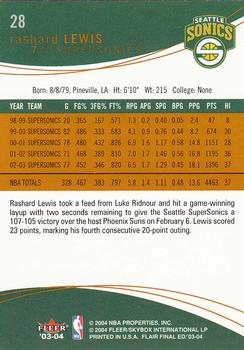 2003-04 Flair Final Edition #28 Rashard Lewis Back