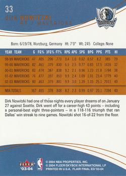 2003-04 Flair Final Edition #33 Dirk Nowitzki Back