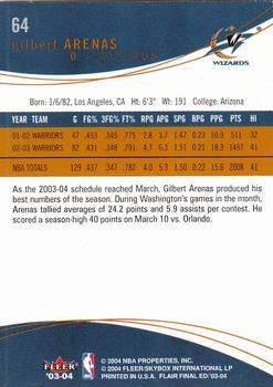 2003-04 Flair Final Edition #64 Gilbert Arenas Back