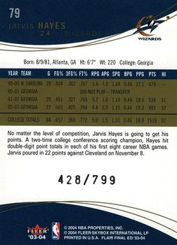 2003-04 Flair Final Edition #79 Jarvis Hayes Back