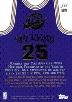 2003-04 Topps Jersey Edition #MW Maurice Williams Back