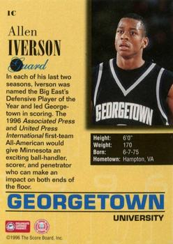 1996 Score Board Draft Day #1C Allen Iverson Back
