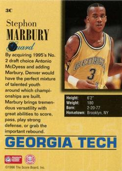 Stephon Marbury Basketball Card (Georgia Tech) 1996 Score Board Draft Day  Rookie #3B