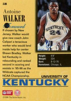 1996 Score Board Draft Day #5B Antoine Walker Back