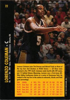 1997 Score Board Rookies - Dean's List #22 Lorenzo Coleman Back