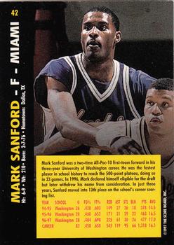 1997 Score Board Rookies - Dean's List #42 Mark Sanford Back