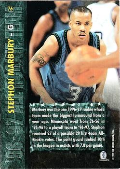 1997 Score Board Rookies - Dean's List #76 Stephon Marbury Back