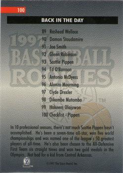 1997 Score Board Rookies - Dean's List #100 Scottie Pippen Back