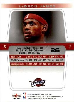 2004-05 Fleer Genuine #26 LeBron James Back