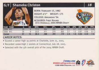 2006 Rittenhouse WNBA #18 Shameka Christon Back