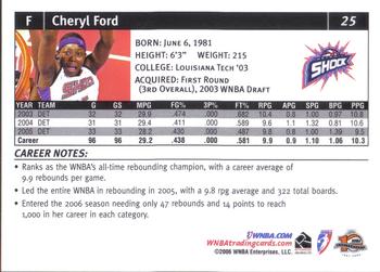 2006 Rittenhouse WNBA #25 Cheryl Ford Back