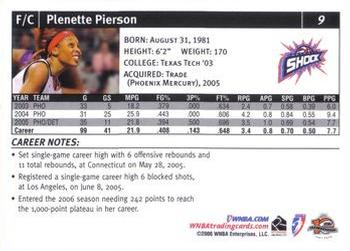 2006 Rittenhouse WNBA #9 Plenette Pierson Back