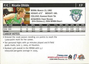 2006 Rittenhouse WNBA #13 Nicole Ohlde Back