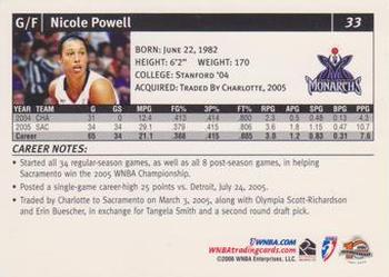 2006 Rittenhouse WNBA #33 Nicole Powell Back
