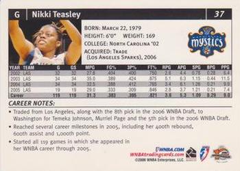 2006 Rittenhouse WNBA #37 Nikki Teasley Back