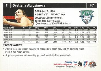 2006 Rittenhouse WNBA #47 Svetlana Abrosimova Back