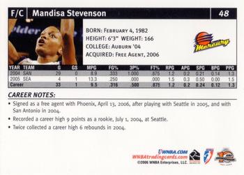 2006 Rittenhouse WNBA #48 Mandisa Stevenson Back
