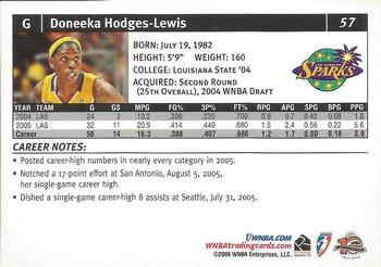 2006 Rittenhouse WNBA #57 Doneeka Hodges Back