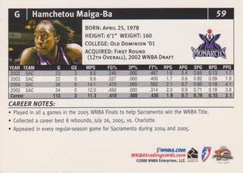 2006 Rittenhouse WNBA #59 Hamchetou Maiga-Ba Back