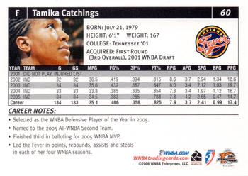 2006 Rittenhouse WNBA #60 Tamika Catchings Back